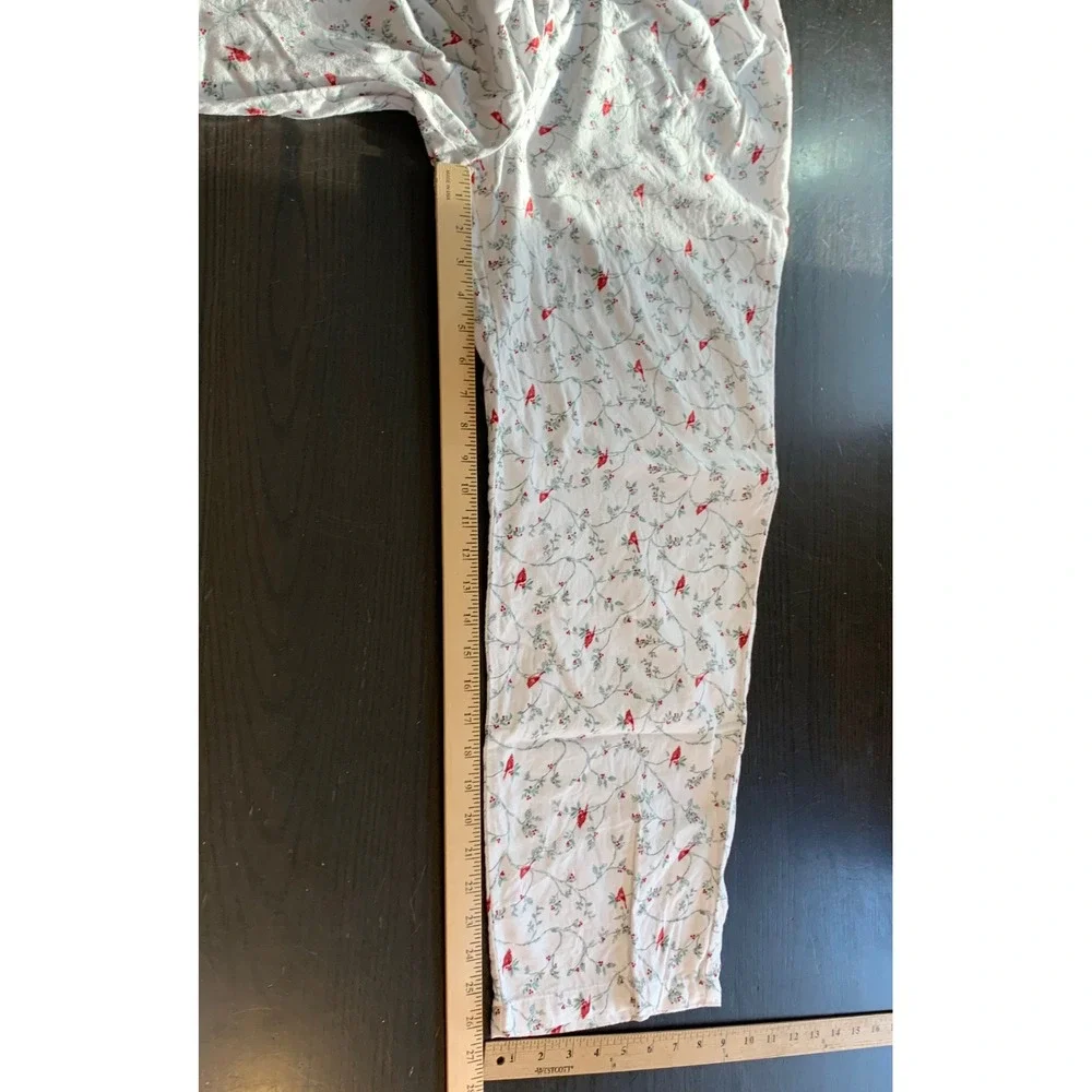 Charter Club Intimates Women PL Cotton Flannel Pajama Set Cardinal‎ Bird Lover